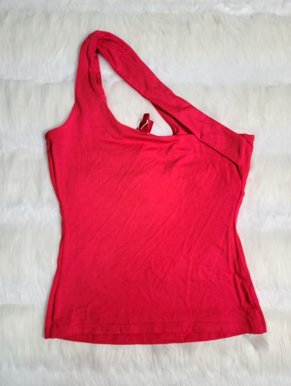 SKIMS Smooth Layers Asymmetrical Tank Top Red Carmine Women XS NEW